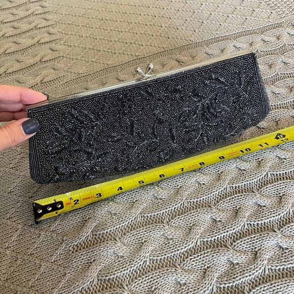 Vintage Charcoal/Black Beaded Clutch - Picture 9 of 12
